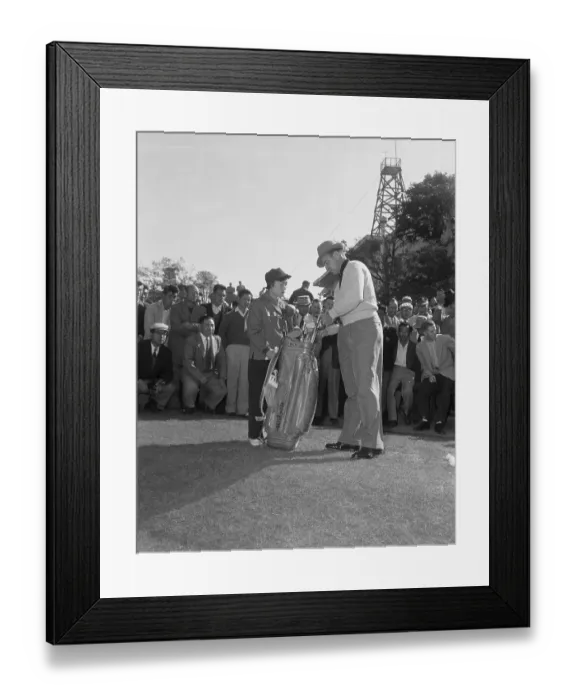 Framed Print : Sam Snead Choosing Golf Club at Japanese Course Framed Print : Sam Snead Choosing Golf Club at Japanese Course