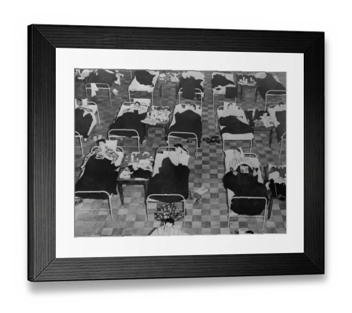 Framed Print : Students Suffering from Flu on Cots Framed Print : Students Suffering from Flu on Cots