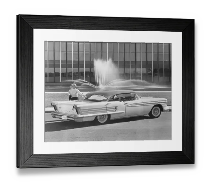 Framed Print : Woman Posing with Oldsmobile Super 88 Holiday Framed Print : Woman Posing with Oldsmobile Super 88 Holiday