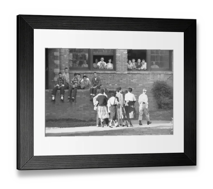 Framed Print : Students Watching African American Students Escorted Framed Print : Students Watching African American Students Escorted