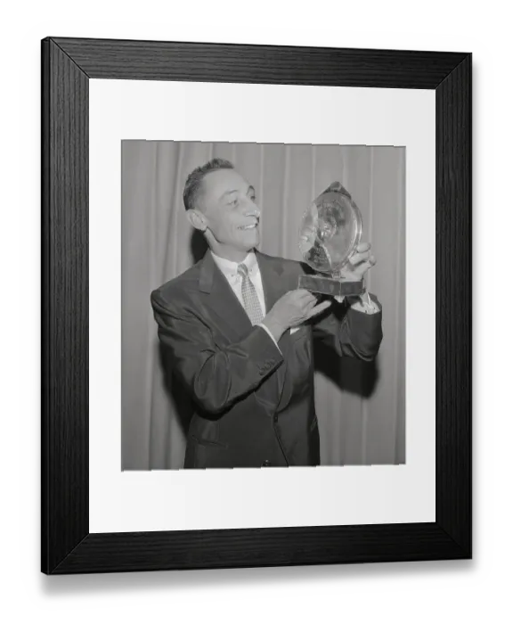 Framed Print : Eddie Arcaro Looking at Reflection in Trophy Framed Print : Eddie Arcaro Looking at Reflection in Trophy