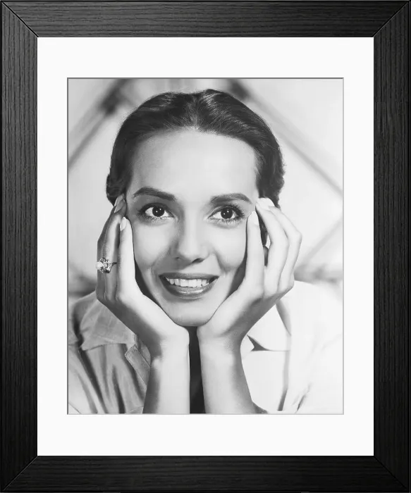 Framed Print : Young Anna Kashfi Smiling with Head in Hands Framed Print : Young Anna Kashfi Smiling with Head in Hands