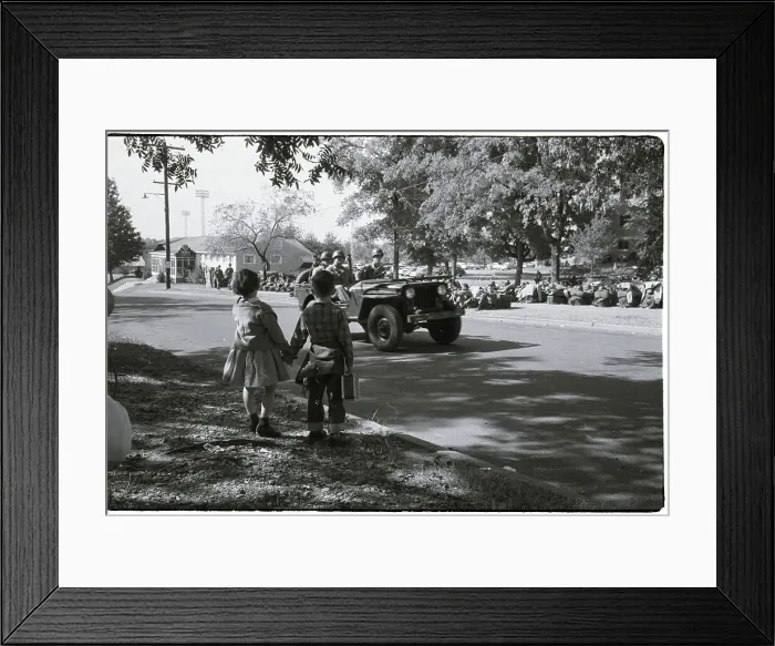 Framed Print : Jeep Passing Children Framed Print : Jeep Passing Children