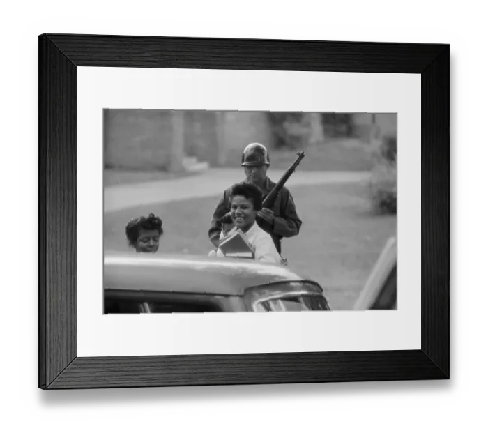Framed Print : Black Students With Soldiers Escorting Framed Print : Black Students With Soldiers Escorting