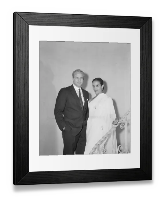 Framed Print : Marlon Brando And New Wife, Indian Actre Framed Print : Marlon Brando And New Wife, Indian Actre