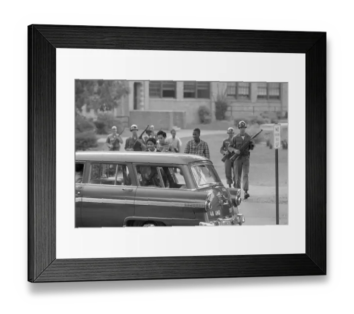 Framed Print : Troops Escorting Students from School Framed Print : Troops Escorting Students from School