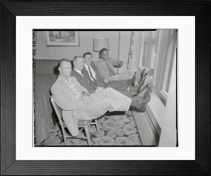 Framed Print : Baseball Players Sitting in Hotel Room Framed Print : Baseball Players Sitting in Hotel Room