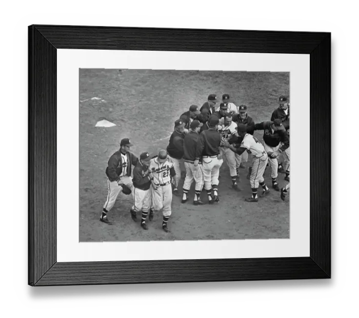 Framed Print : Eddie Mathews Swarmed @ Plate By Players Framed Print : Eddie Mathews Swarmed @ Plate By Players