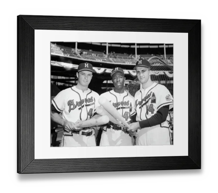 Framed Print : E. Mathews, H. Aaron, & F. Torre, 1957 Framed Print : E. Mathews, H. Aaron, & F. Torre, 1957