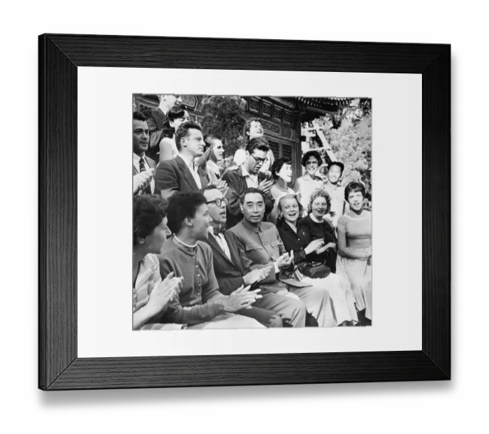 Framed Print : Premier Chou En-Lai Singing with American Youth Delegation Framed Print : Premier Chou En-Lai Singing with American Youth Delegation