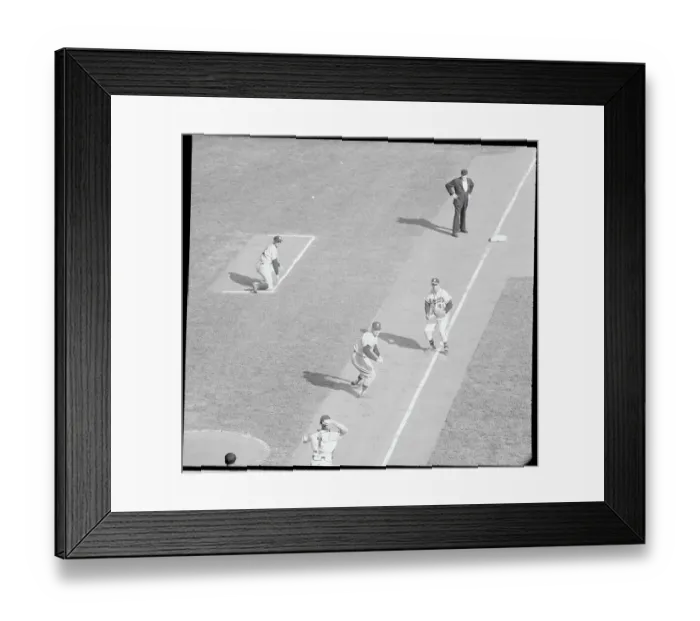 Framed Print : Mickey Mantle Trying to Reach Base Framed Print : Mickey Mantle Trying to Reach Base