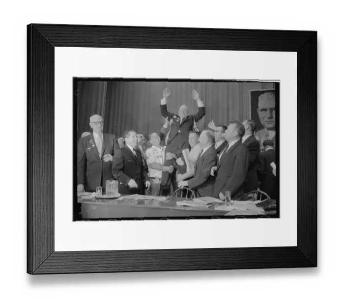 Framed Print : Teamsters Holding Dave Beck on Their Shoulders Framed Print : Teamsters Holding Dave Beck on Their Shoulders