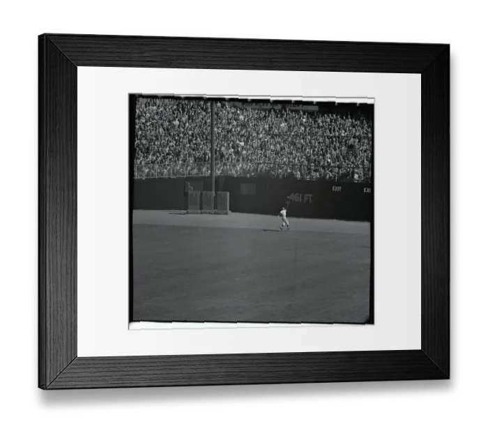 Framed Print : Mickey Mantle Running Back to Catch Ball