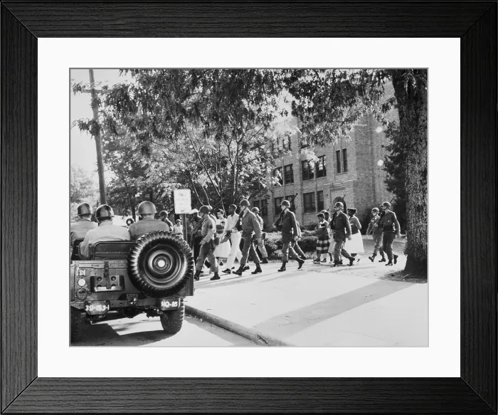 Framed Print : Black Students Escorted by Soldiers