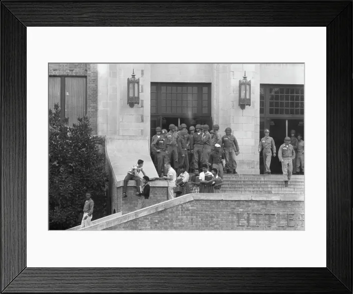 Framed Print : National Guardsmen Escort Black Students to School Framed Print : National Guardsmen Escort Black Students to School