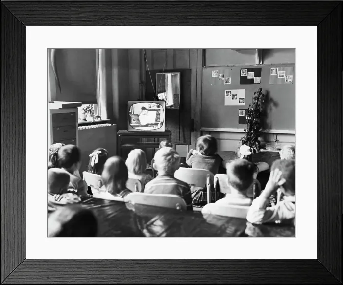 Framed Print : Children Watching Television in Classroom Framed Print : Children Watching Television in Classroom