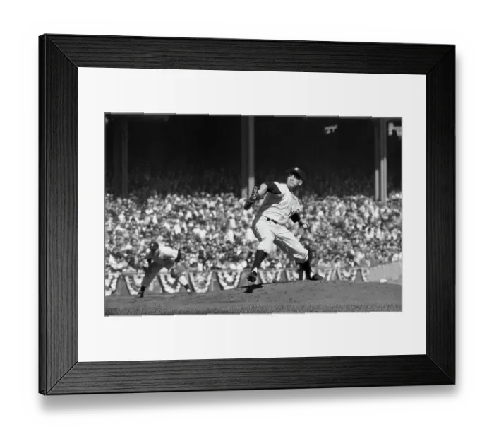 Framed Print : Whitey Ford Pitching Against Milwaukee Framed Print : Whitey Ford Pitching Against Milwaukee