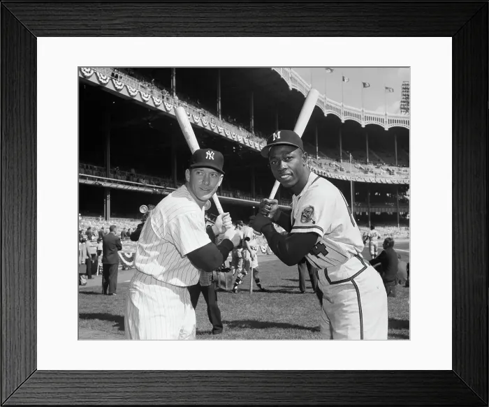 Framed Print : Mickey Mantle and Hank Aaron Holding Baseball Bats Framed Print : Mickey Mantle and Hank Aaron Holding Baseball Bats