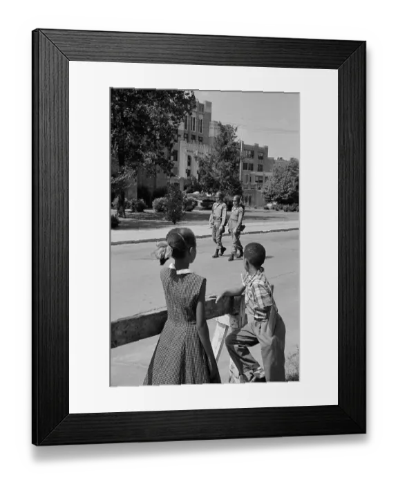 Framed Print : Children Watching Soldiers Patrol Central High School Framed Print : Children Watching Soldiers Patrol Central High School