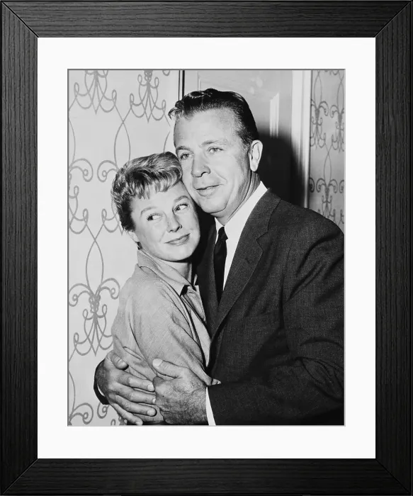 Framed Print : Portrait of June Allyson Hugging Husband Dick Powell Framed Print : Portrait of June Allyson Hugging Husband Dick Powell