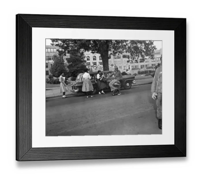 Framed Print : Troops Escorting Girls to School Framed Print : Troops Escorting Girls to School