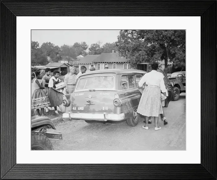 Framed Print : Students Entering Army Vehicle Framed Print : Students Entering Army Vehicle