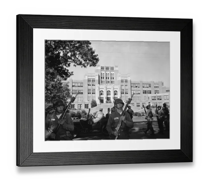 Framed Print : Armed Federal Troops on Guard at Central High School Framed Print : Armed Federal Troops on Guard at Central High School
