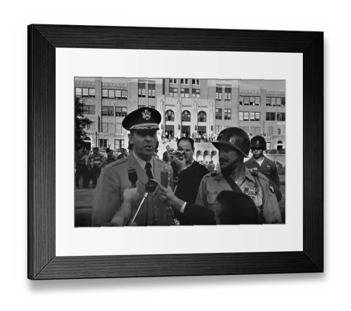 Framed Print : Military Officers Talk to Press at Central High School Framed Print : Military Officers Talk to Press at Central High School