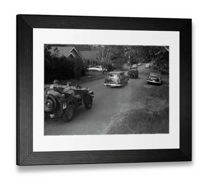 Framed Print : Army Jeeps Escort Station Wagon with African American Students Framed Print : Army Jeeps Escort Station Wagon with African American Students