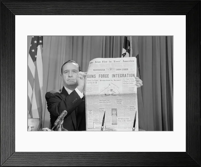 Framed Print : Orval E. Faubus Holding Up Newspaper Framed Print : Orval E. Faubus Holding Up Newspaper
