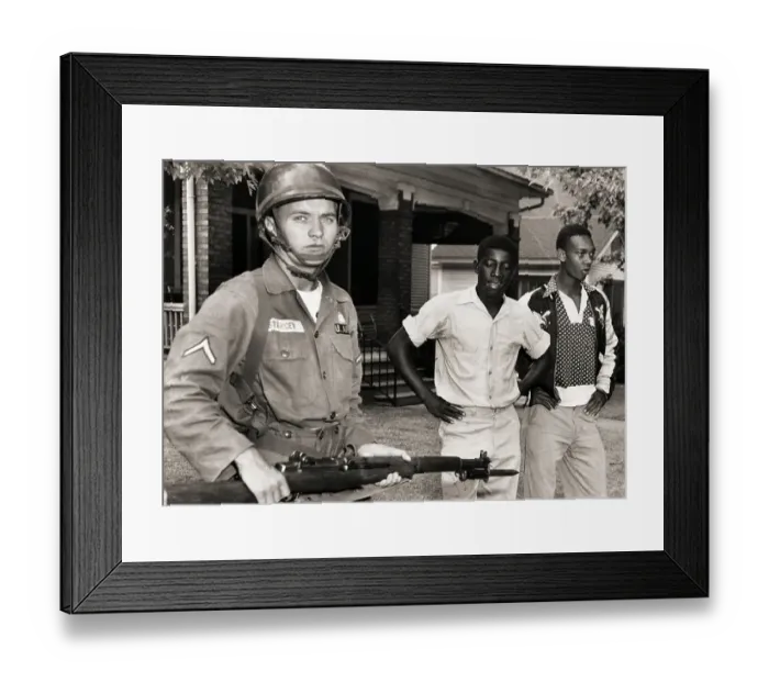 Framed Print : 101st Airborne Soldier Protecting African American Students Framed Print : 101st Airborne Soldier Protecting African American Students
