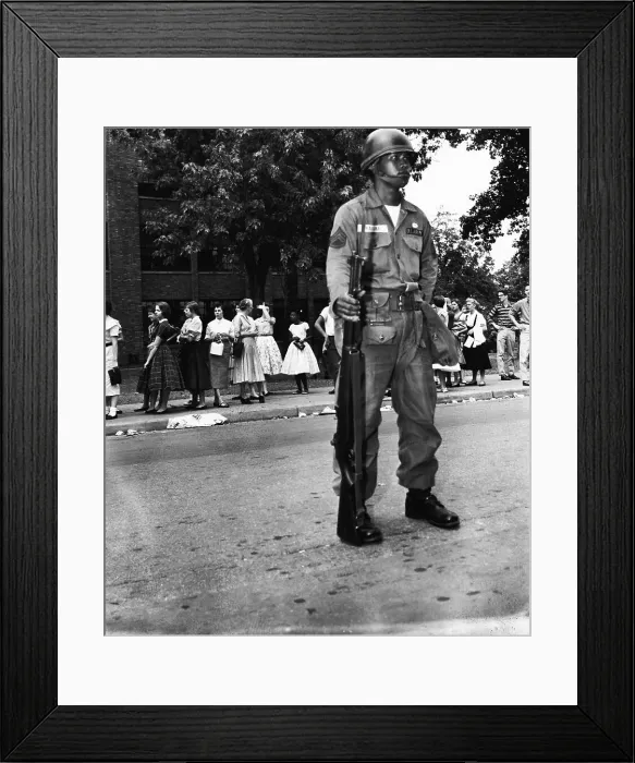 Framed Print : Guardsman Standing at School Site Framed Print : Guardsman Standing at School Site