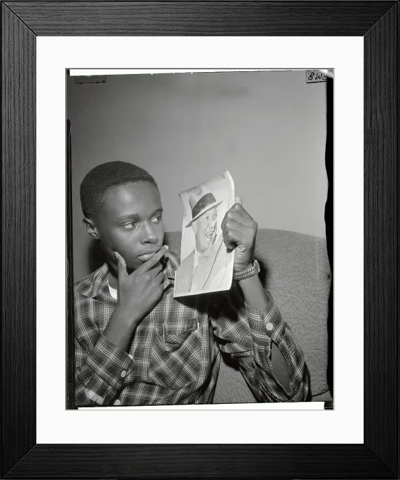 Framed Print : Teenage Boy Holding Photo of President Eisenhower Framed Print : Teenage Boy Holding Photo of President Eisenhower