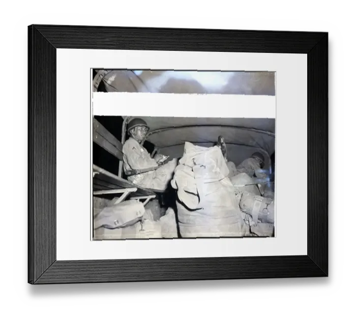 Framed Print : Soldiers Seated in Truck Framed Print : Soldiers Seated in Truck