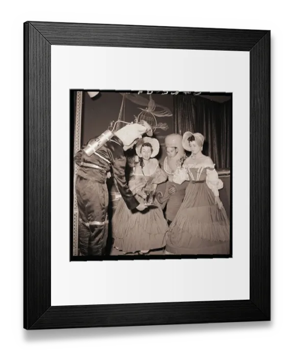 Framed Print : Space-Age Waiters Serve Victorian Women Framed Print : Space-Age Waiters Serve Victorian Women