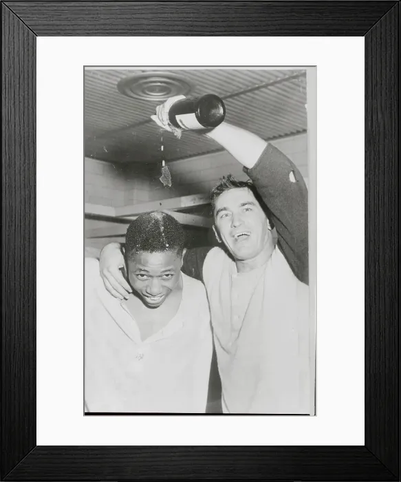 Framed Print : Hank Aaron and Johnny Logan After Braves Win Pennant Framed Print : Hank Aaron and Johnny Logan After Braves Win Pennant