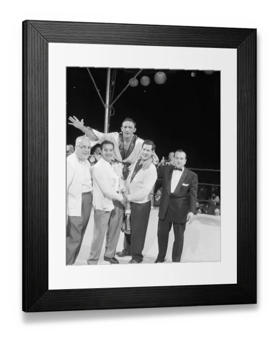 Framed Print : Carmen Basilio Held Up in Ring Framed Print : Carmen Basilio Held Up in Ring