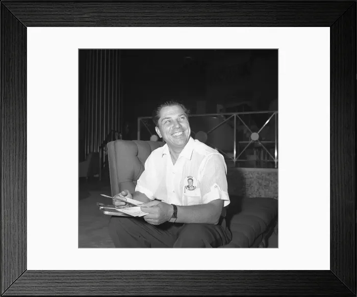 Framed Print : Jimmy Hoffa Wearing Booster Button for His Candidacy Framed Print : Jimmy Hoffa Wearing Booster Button for His Candidacy