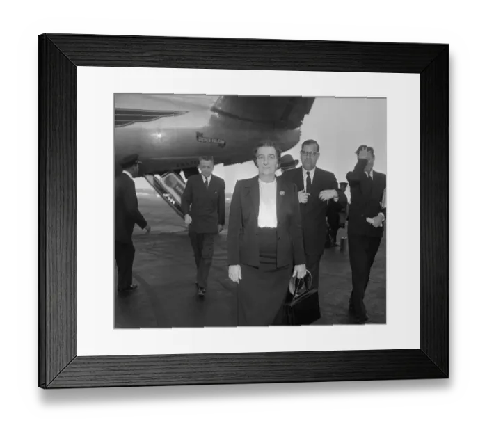 Framed Print : Golda Meir Walking from Plane Framed Print : Golda Meir Walking from Plane