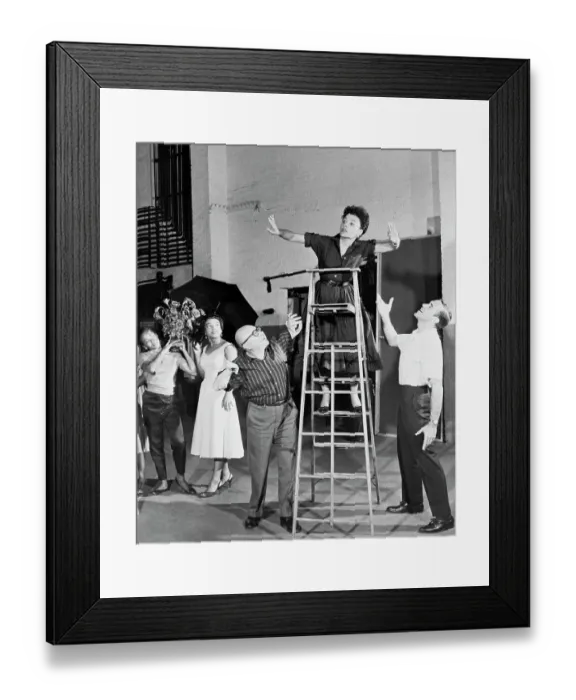 Framed Print : Lena Horne Rehearsing Atop Ladder Framed Print : Lena Horne Rehearsing Atop Ladder