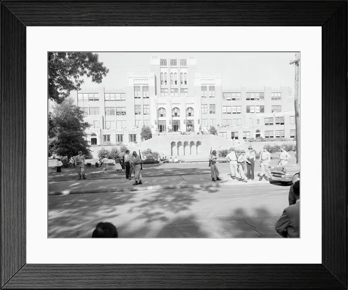 Framed Print : National Guard and Students at Integrated School