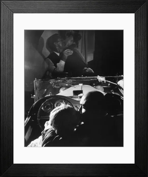 Framed Print : Couple Kissing At The Drive-In Framed Print : Couple Kissing At The Drive-In
