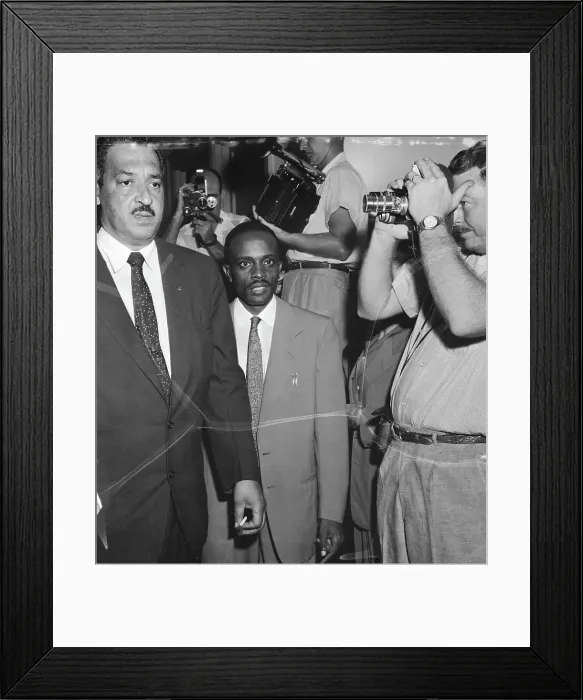 Framed Print : Thurgood Marshall Among Photographers Framed Print : Thurgood Marshall Among Photographers