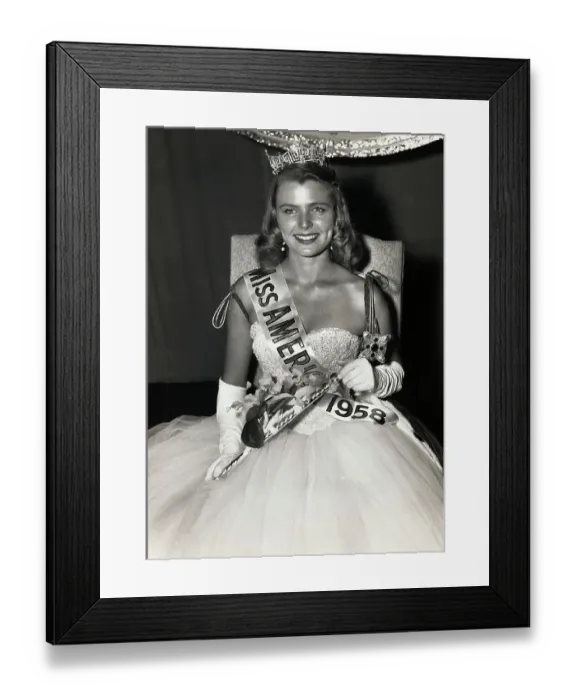 Framed Print : Miss America of 1958 Sitting on Throne