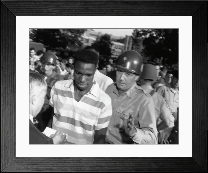 Framed Print : National Guard Walking Man Trough Crowd Framed Print : National Guard Walking Man Trough Crowd