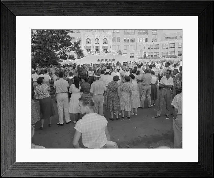 Framed Print : Protesters Standing in Front of Little Rock School Framed Print : Protesters Standing in Front of Little Rock School