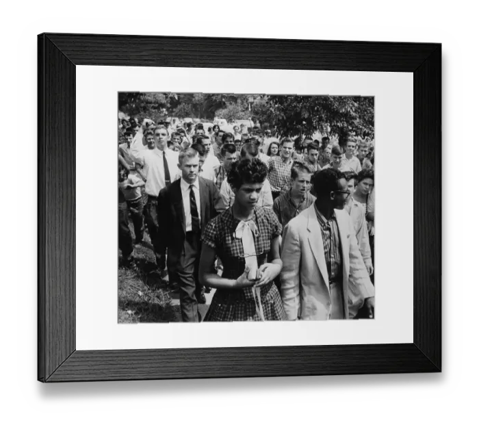 Framed Print : African American Student Followed by Crowd After School Enrolment Framed Print : African American Student Followed by Crowd After School Enrolment