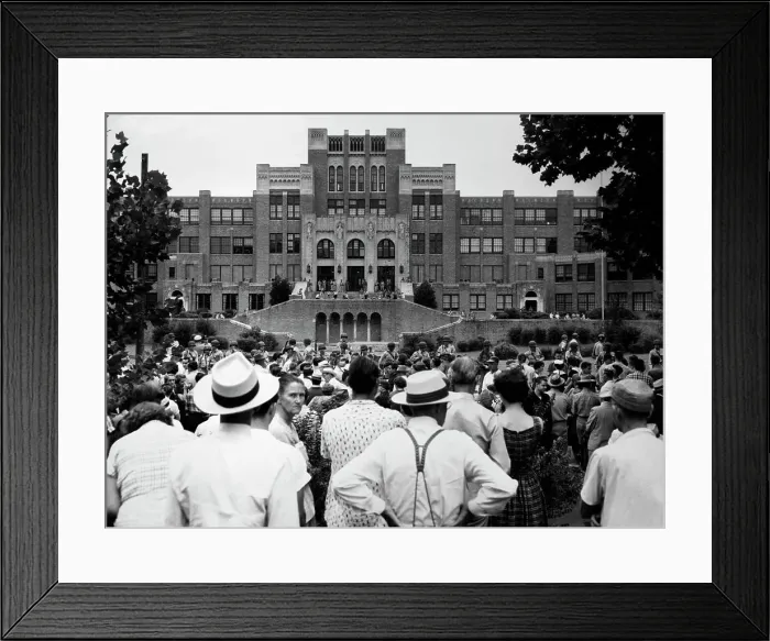 Framed Print : Crowd Gathered Outside Central High School in Little Rock Framed Print : Crowd Gathered Outside Central High School in Little Rock