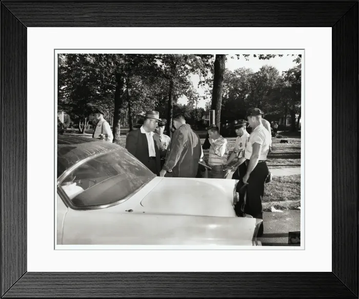 Framed Print : Police Searching Trouble Makers At Central high School Framed Print : Police Searching Trouble Makers At Central high School