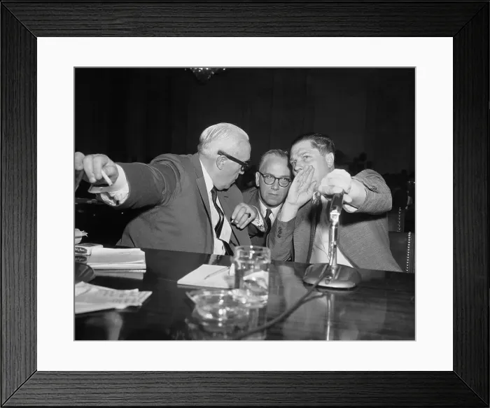 Framed Print : Jimmy Hoffa Conferring with Lawyers